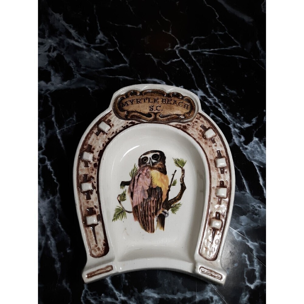 Vintage Treasure Craft horseshoe owl spoon rest